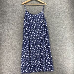 Jessica Stevens Dress Women 18 Plus Blue Floral Shift Midi Sleeveless Rayon